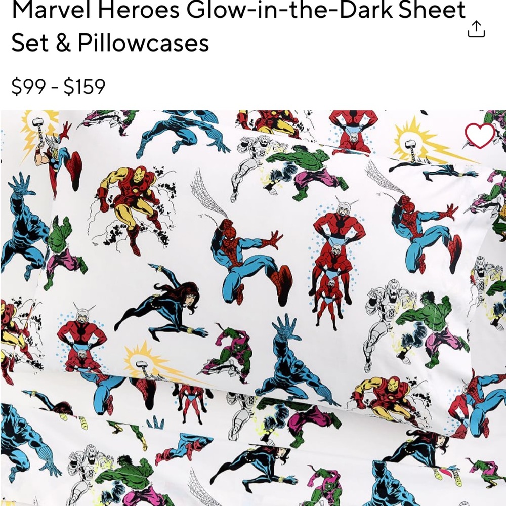 Marvel Heroes Glow-in-the-Dark Toddler Pillowcases (set of 2)